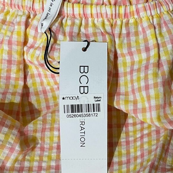 NWT BCBGeneration Yellow Pink Checkered Crop Top Size Small - Picture 9 of 10